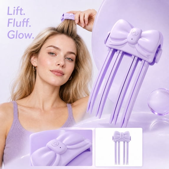 Heated Root Volumizer Hair Clip, Wireless Heated Volumizing Roots Lift Clips Volume Clips, Electric Roots Lifter Comb for Fine &Thick Hair for Women (Purple)