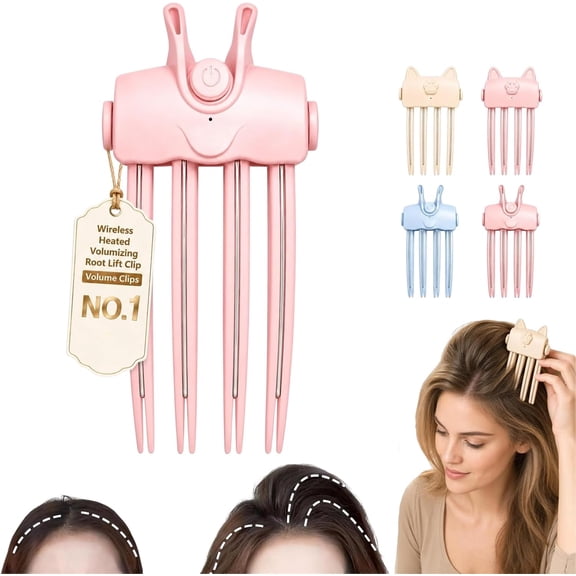 Heated Root Volumizer Hair Clip, Wireless Heated Volumizing Roots Lift Clips Volume Clips, Electric Roots Lifter Comb