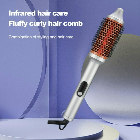 Heated Round Brush with Infrared for Styling and Straightening, 2-in-1 Thermal Styling Comb with Adjustable Heat for Volumizing Roots and Creating Smooth Finishes,Infrared constant temperature