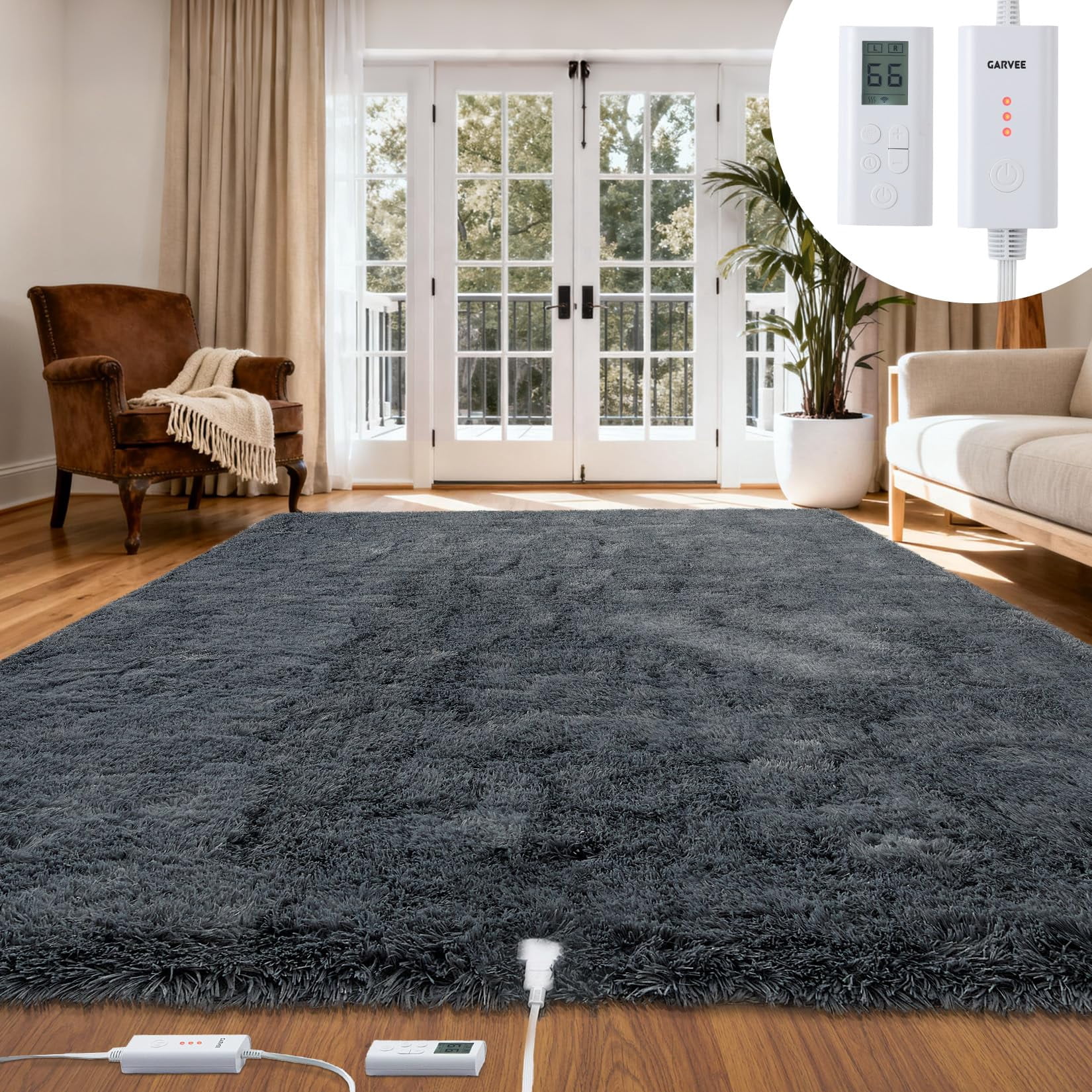 Heat Set Rugs Heated Rug 5x7 ft, Wireless Electric Heating Floor Mat Gaming Rug with ...