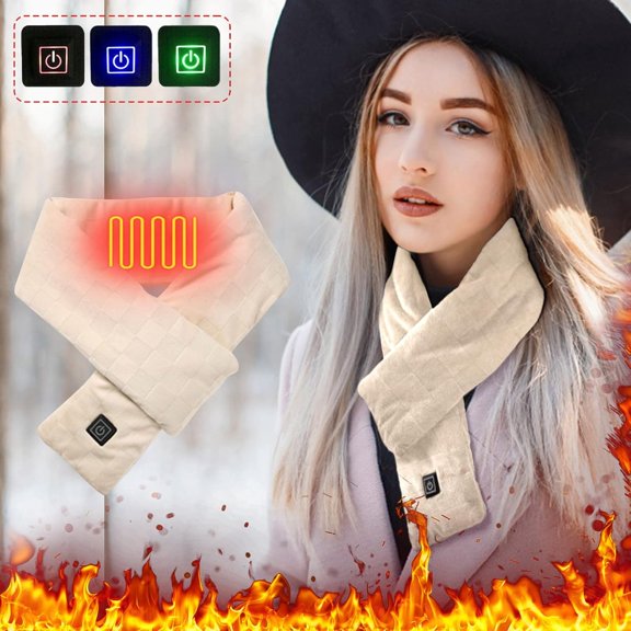 Heated Scarf USB Rechargeable Heated Neck Warmer with 3 Heat Settings Adjustable Neck Wrap for Outdoor Commute Home Office Winter Gift