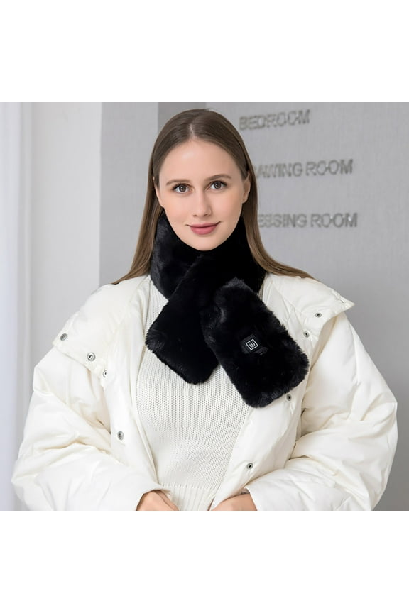 Heated Scarf for Women Men Rechargeable, Fashion Faux Fur Soft Winter Scarf with 3 Temp Modes,Neck Heating Pad Scarves for Women Men Winter Warm Christmas Gifts
