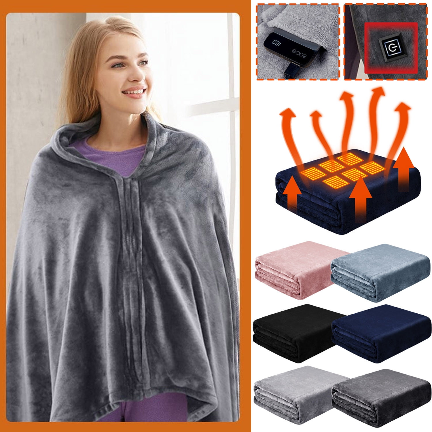 Heated Scarf Wrap Electric Heated Shawl Blanket Battery Operated USB