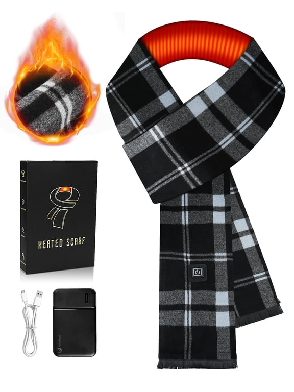 Heated Scarf for Men/Women with 5500mAh Battery, 7 Temperature Settings Battery Operated Heater for Winter