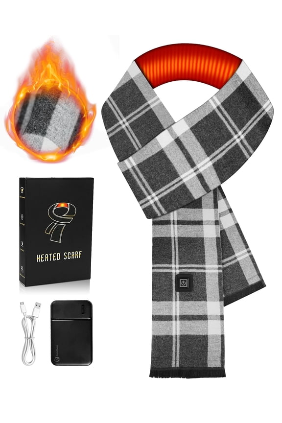 Heated Scarf for Men/Women with 5500mAh Battery, 7 Temperature Settings Battery Operated Heater for Winter