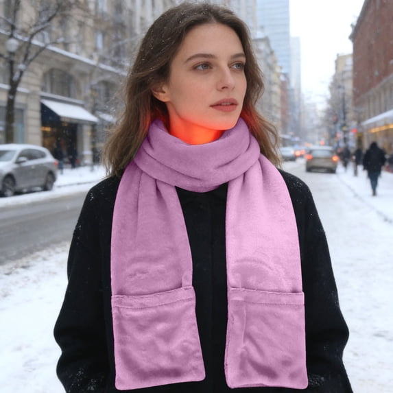 Heated Scarf for Women & Men, USB Electric Neck Warmer with Pocket - 57" Long Heated Warming Wrap for Outdoor Winter, Travel & Daily Use