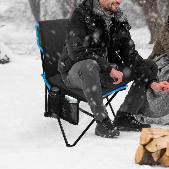 Heated Seat Cushion, Foldable Heated Stadium Seats for Bleachers USB Powered (NOTE: No Power Bank), 3 Level Adjustable Heated Pad with Pockets, heated seats for outdoors, Camping, Indoor(Black)