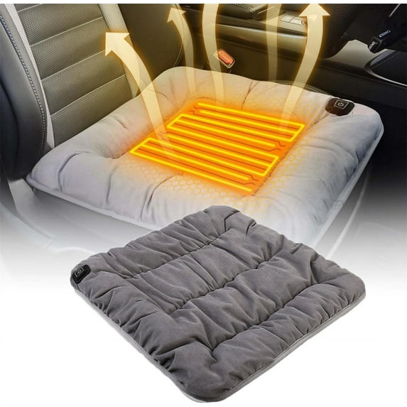 Heated Seat Cushion Grey,Heated Seat Cushion 2025 New Usb Powered Heated Seat Cushion 3 Adjustable Temperature 17.6 X 17.6 Inch Portable Heated Seats for Stadium Bleachers Outdoor Car Chair Mat