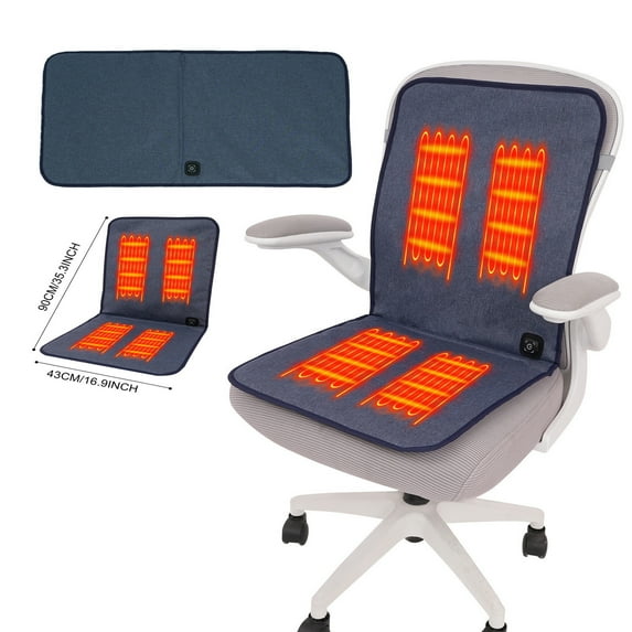 Heated Seat Cushion for Office Chair, Thick Heated Chair Pad, Heating Pad Seat Warmer for Full Back, Hips, Thighs, Universal Fit, Winter Warm Gift for Women Men