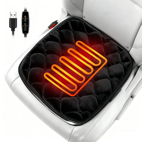 Heated Seat Cushion, USB Heated Seat Warmer for Office Chair Outdoor Home, Winter Heated Car Seat Cushion with Timer Auto Shut Off, Portable Heated Seat Cover for Truck SUV, Car Seat Heaitng Pad