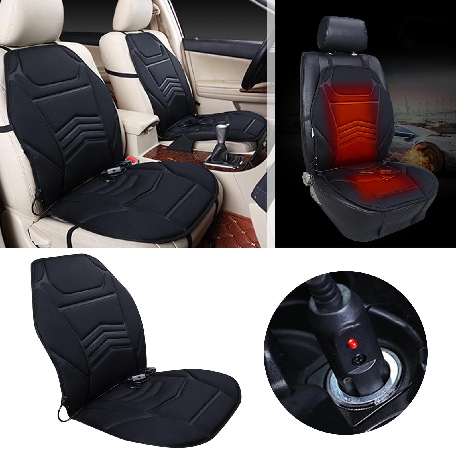 12V 24V Universal Car Heated Seat Cushion Soft Warm Covers for Full Back and Seat Suitable for Winter Walmart