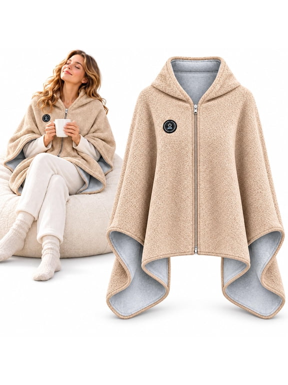 Heated Shawl, Heated Shawl Wraps for Women, USB Wearable Blanket Wrap with Adjustable Heat Levels