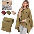thumbnail image 1 of Heated Shawl Wrap, Portable Cordless USB Wearable Blanket for Women, Warm Hooded Heating Cape for Home Office Outdoor Fall Winter Use Green, 1 of 7