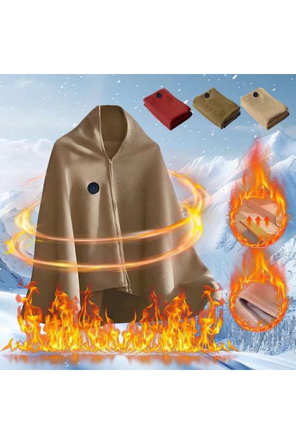 Heated Shawl Wrap for Women, Corded USB-Powered Blanket with Zipper, Soft Electric Heating Scarf for Winter 2025, Cozy Wearable Home or Office Comfort, Portable and Washable