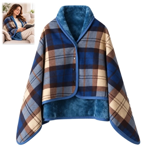 Heated Shawl Wraps for Women Cozy Blanket Portable Heated Blanket Wearable Blanket Plaid Cape Wrap Anti Pilling Blanket Repeated Washing For Long Time Usage,Royal Blue