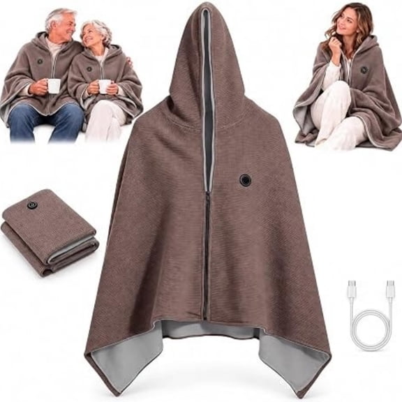 Heated Shawl Wraps for Women Heated Wearable Blanket,Portable Cordless Cape, Wearable Heated Blanket,Portable USB Heated Blanket Shawl with 3 Heat Settings & Fast Heating