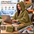 thumbnail image 1 of Heated Shawl Wraps for Women Men Hooded Wearable USB Heated Shawl Poncho with Zipper & Soft Fleece Lining, for Home Office Travel Outdoor, Winter Gift Green, 1 of 7