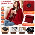 thumbnail image 1 of Heated Shawl Wraps for Women Men USB Heated Wearable Hooded Blanket Portable Warm Shawl with Easy Control Button for Car Camping Office and Travel Scenes Wine, 1 of 7