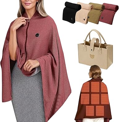 Heated Shawl Wraps for Women, 2025 New Portable Heated Blanket, Wearable Rechargeable Soft Cordless Heated Blanket