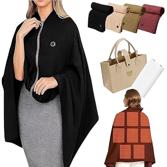 Heated Shawl Wraps for Women, 2025 New Portable Heated Blanket, Wearable Rechargeable Soft Cordless Heated Blanket