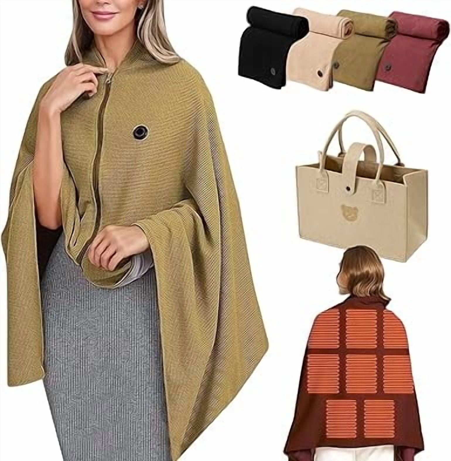 Heated Shawl Wraps for Women, 2025 New Portable Heated Blanket, Wearable Rechargeable Soft Cordless Heated Blanket