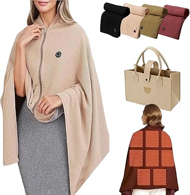 Heated Shawl Wraps for Women, 2025 New Portable Heated Blanket, Wearable Rechargeable Soft Cordless Heated Blanket