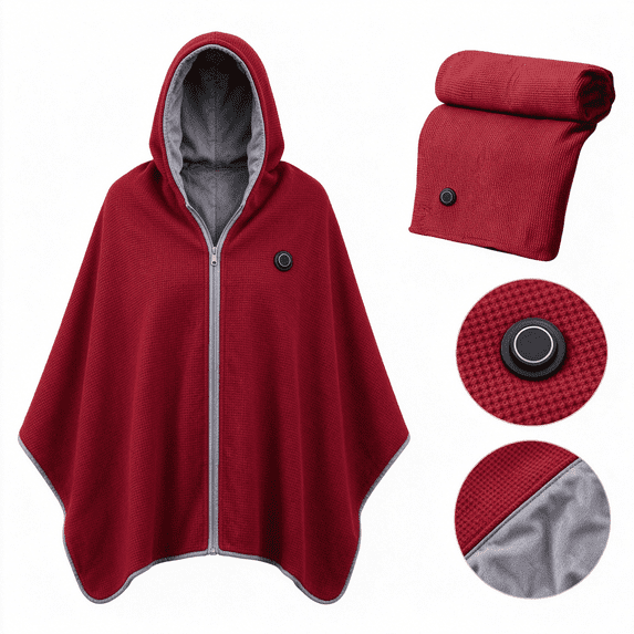 Heated Shawl Wraps for Women, Portable Heated Blanket, Portable Soft Cordless Electric Heated Blanket with Zipper