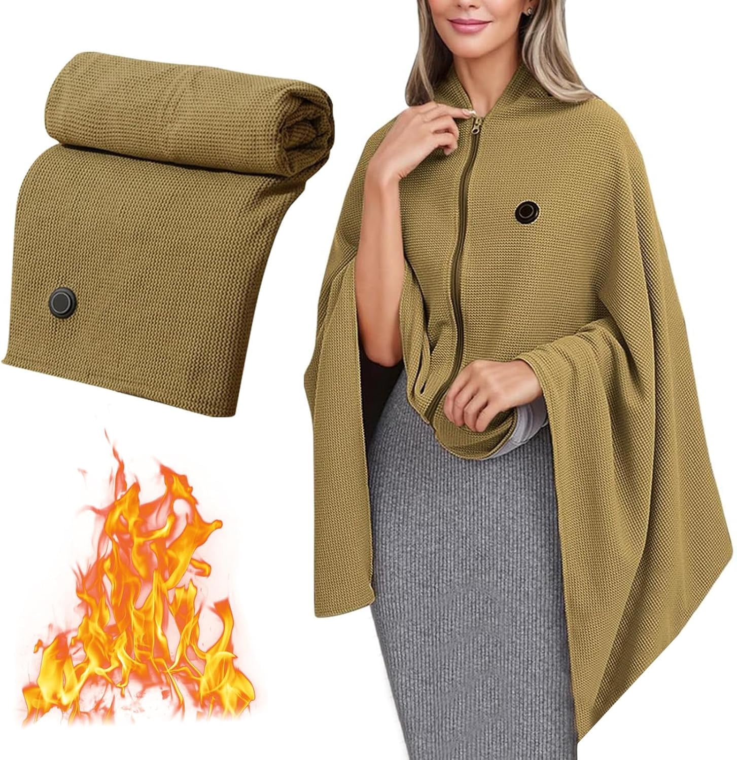 Heated Shawl Wraps for Women, Portable USB Heated Blanket, Wearable Electric Heating with 8 Zones and 3 Levels for Outdoor and Home