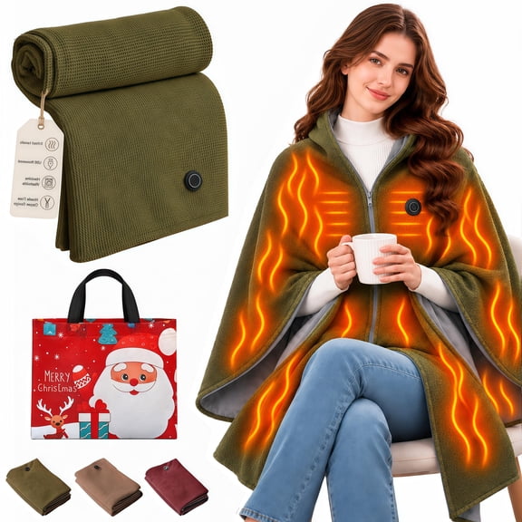 Heated Shawl Wraps for Women, Portable Usb Wearable Blanket with 8 Heating Zones and 3 Settings