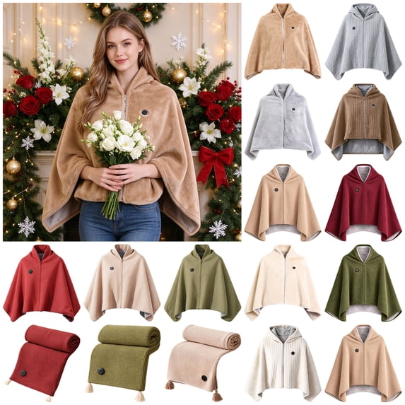 Heated Shawl Wraps for Women, USB Wearable Heated Blanket Shawl, Polyester Heated Cape for Home and Office, 1PC