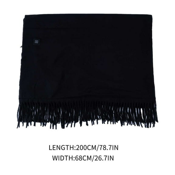 Heated Shawl with Zipper Wearable Portable Washable USB Cordless Heated Blanket for Women Winter Holiday Gifts (Black)