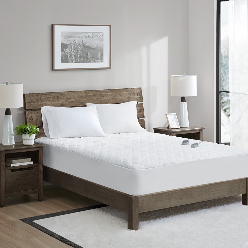 Twin XL White Heated Faux Shearling Mattress Pad