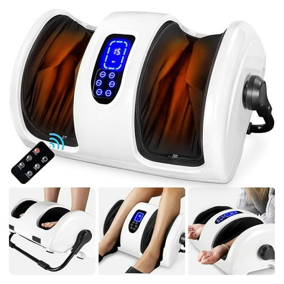 Heated Shiatsu Foot Massager for , Plantar Fasciitis, Neuropathy, Blood Circulation w/Compact Design - Pearl White