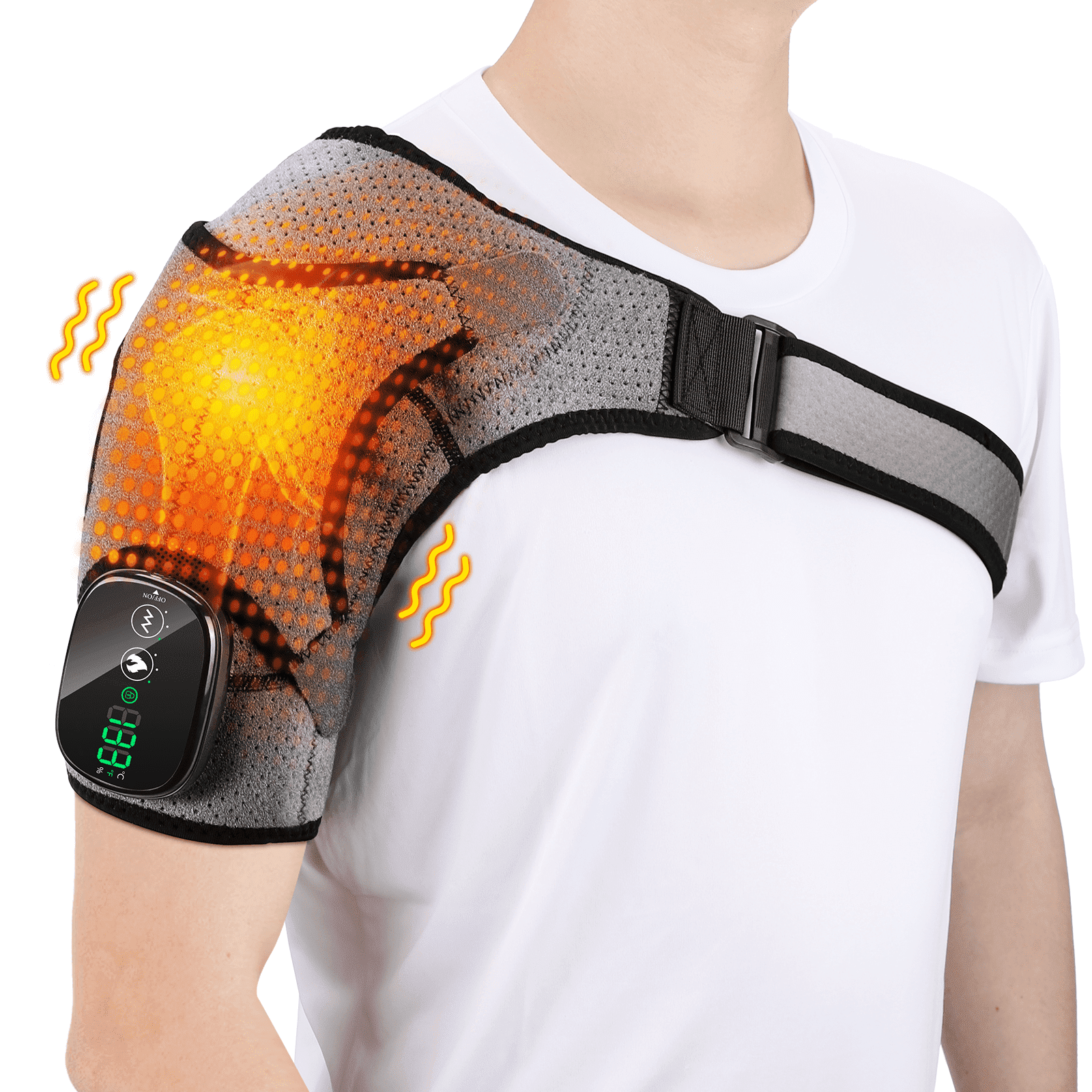 Heated Shoulder Wrap,Shoulder Heating Pads Massager with 3 Heating Setting and Vibration,Electric Cordless Massage for Men and Wommen USB Powered