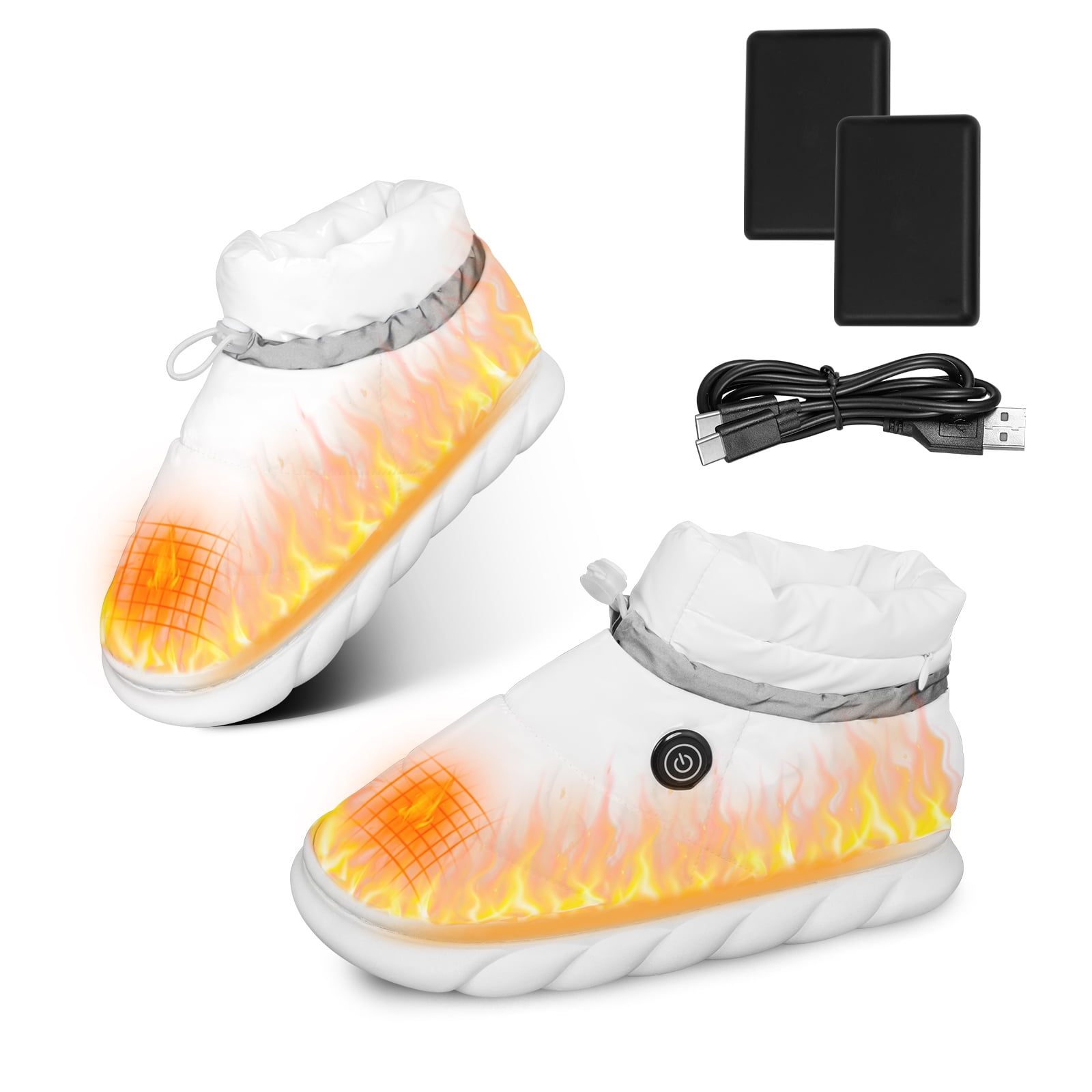 Heated Slippers Women Men High Top Foot Warmer Shoes with 5000mAh
