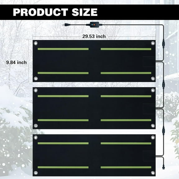 Heated Snow Melting Mats,Winter Stairs Outdoor Slip Non-Slip Rubber Heated Mats Outdoor with Reflective Strip for Driveway Walkway Decks and Sidewalks Connection,10x30in(1PCS)