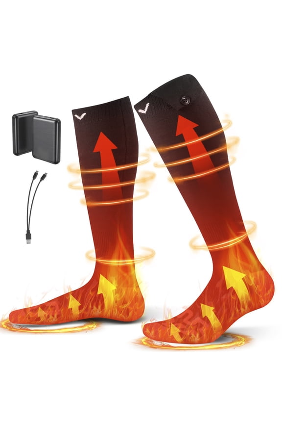 Heated Socks, 5000mAh Battery Powered, Rechargeable Heating Socks with 4 Heating Levels, Electric Heated Sock for Men Women, Foot Warmer for Hunting Riding Camping Hiking Skiing, Outdoor Work