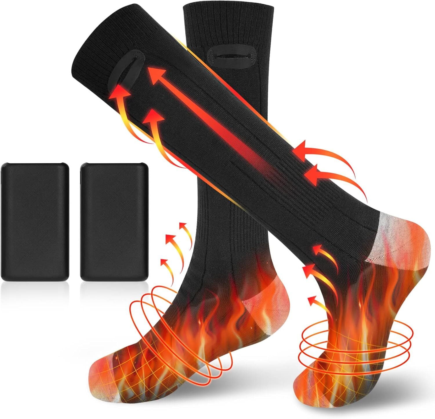 LIEBERWELL Heated Socks,5000mAh Rechargeable Battery Heating Socks Washable Electric Socks Winter Skiing Hunting Camping Hiking Driving Warm Socks