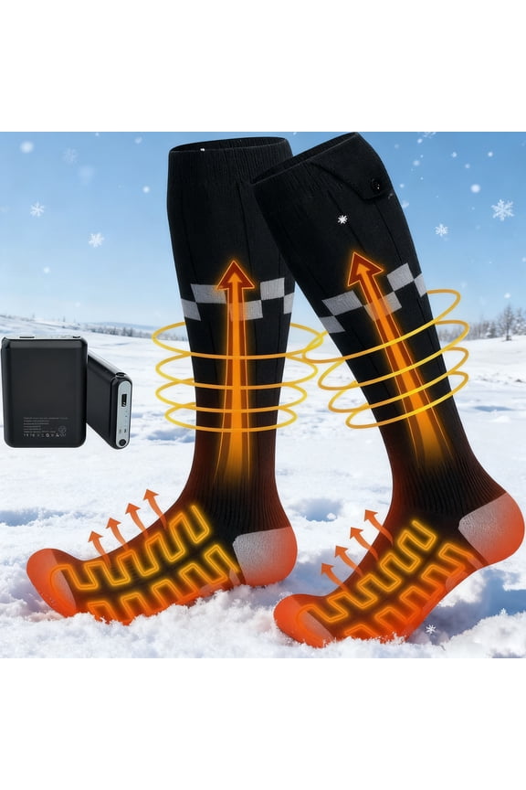 Heated Socks 5V/6000mAh Double Heating Wires Max. 14H, 4 Temperature Settings Rechargeable Electric Socks for Men Women, Machine Washable Warming Socks, Warmer for Soles