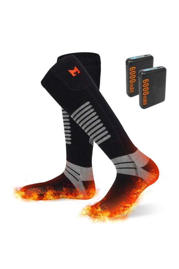 Heated Socks, 5V 6000mAh Rechargeable Heated Socks for Men Women, Electric Heated Socks with 4 Heating Levels for Outdoors Working Skating Skiing Hunting Hiking Cycling