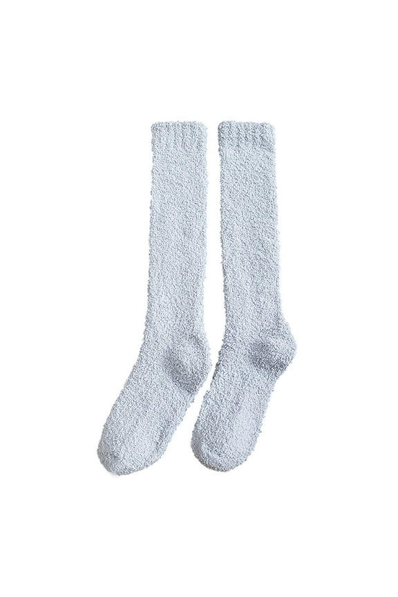 Heated Socks Coral Fuzzy Solid Cute Calf Length Winter Socks Compression Socks for Women Gray One Size
