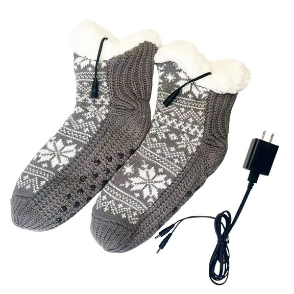 Heated Socks,Electric Heated Fleece Socks Slippers for Men Women, Warming Socks for Women, Winter USB Heated Fleece Fuzzy Socks,Heating Pad Cozy Foot Warmer, Christmas House Slipper Socks