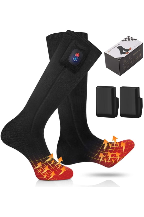 Heated Socks, Electric Socks Foot Warmers Rechargable Battery Heating Thermal Winter Feet Boot Heater Warmer with Power Display for Men Women Sports Outdoor Climbing Hiking Skiing,BLACK