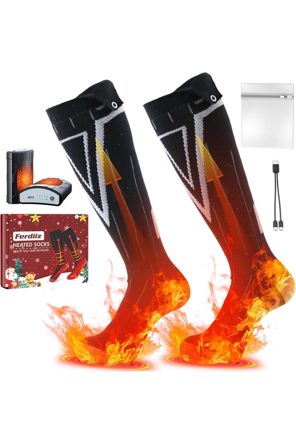 Heated Socks & Hand Warmer 2-in-1 for Men Women, 9000mAh Rechargeable Heated Socks Up to 14 Hours with 4 Adjustable Heating Levels for Outdoor. Christmas gift