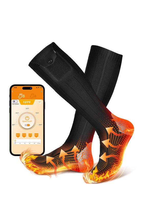 Heated Socks, Hunting Heated Socks with App Control for Men Women, Upgraded Foot Warmer Socks with 4 Heating Setting, Hand Wash & Machine Washable, Keep Warm in Outdoor Activities