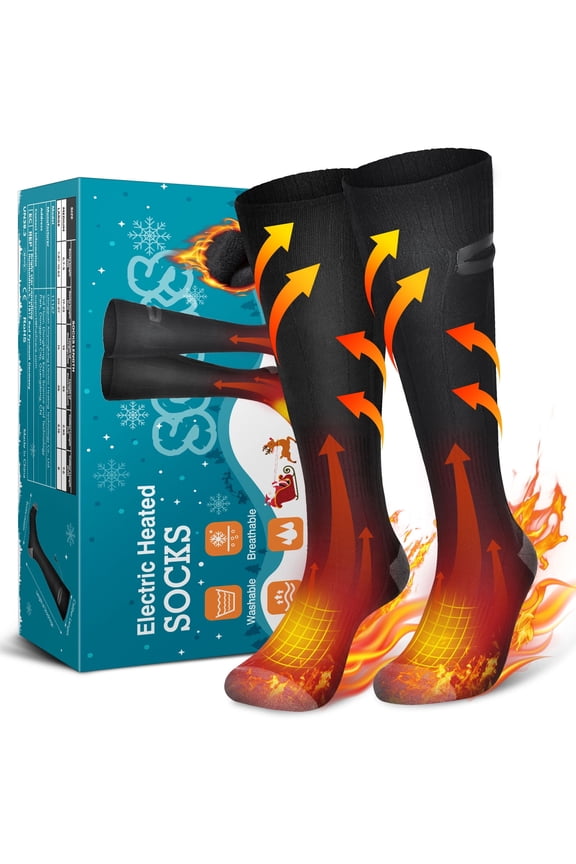 Heated Socks for Men Women 4000mAh Heated Electric Warm Thermal Boot Socks,Rechargeable Battery Powered Winter Foot Warmers Washable for Outdoors Skiing Hiking Camping(3 Heating Temperatures),L Size