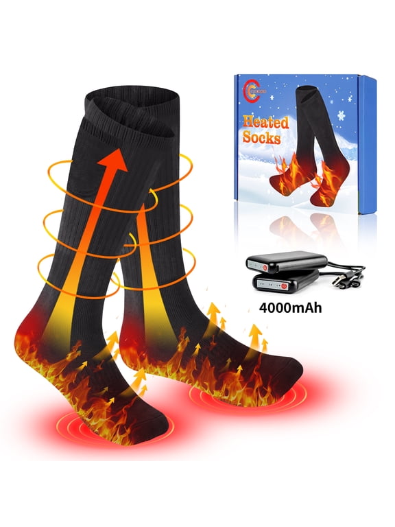 Heated Socks for Men Women 4000mAh Rechargeable Electric Heating Socks Warm Winter Thermal Socks for Skiing Hiking Camping Hunting(3 Heating Settings)