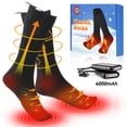 thumbnail image 1 of Heated Socks for Men Women 4000mAh Rechargeable Electric Heating Socks Warm Winter Thermal Socks for Skiing Hiking Camping Hunting(3 Heating Settings), 1 of 9