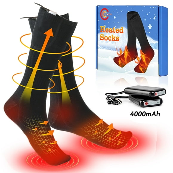 Heated Socks for Men Women 4000mAh Rechargeable Electric Heating Socks Warm Winter Thermal Socks for Skiing Hiking Camping Hunting(3 Heating Settings)