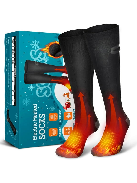 Heated Socks for Men Women 4000mAh Rechargeable Electric Warm Winter Thermal Heating Socks for Skiing Hiking Camping Hunting(3 Heating Settings),L Size